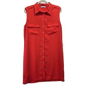 Amanda Uprichard Orange Sleeveless Button Down Shirt Dress Medium Designer‎
